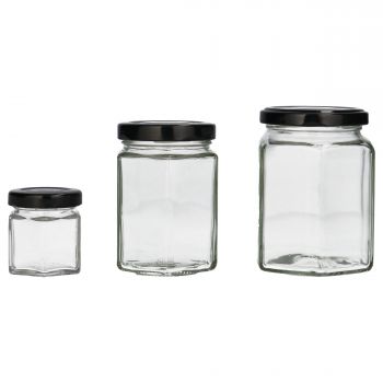 Hexagonal jar glass clear